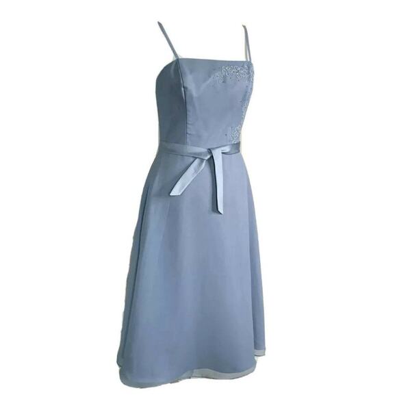 Da Vinci A Line Spaghetti Strap chiffon evening dress light blue sz 10 - Picture 2 of 11